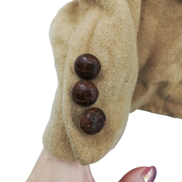 Vintage Camel Hair Blazer Size 10 Corporate Woman Lined Jacket Leather Buttons - Picture 6 of 11